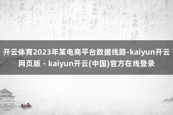 开云体育2023年某电商平台数据线路-kaiyun开云网页版 - kaiyun开云(中国)官方在线登录